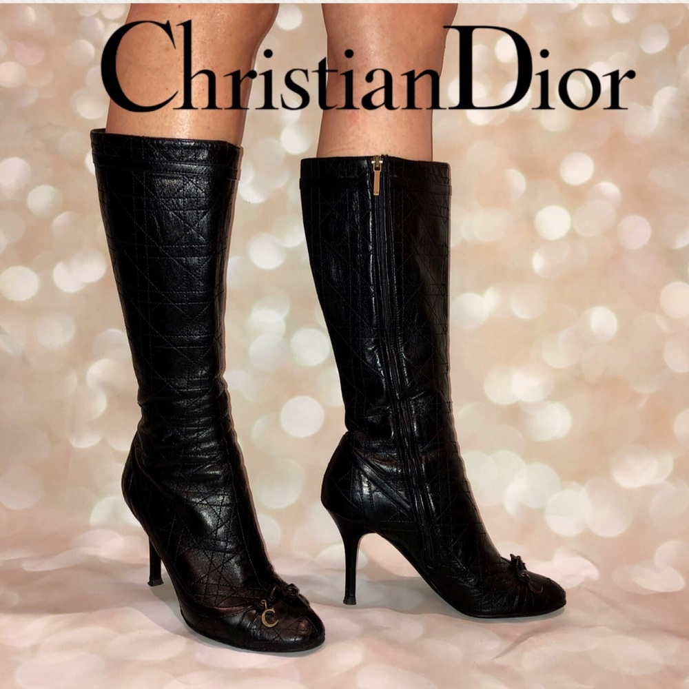 Dior | Lambskin Boots Topstitched w/ Iconic Motif